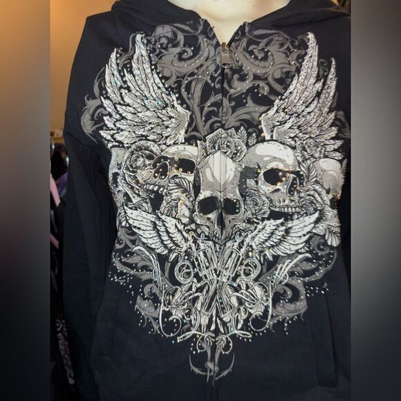 Platinum Plush Tribe Of Skulls Hoodie - Picture 4 of 5